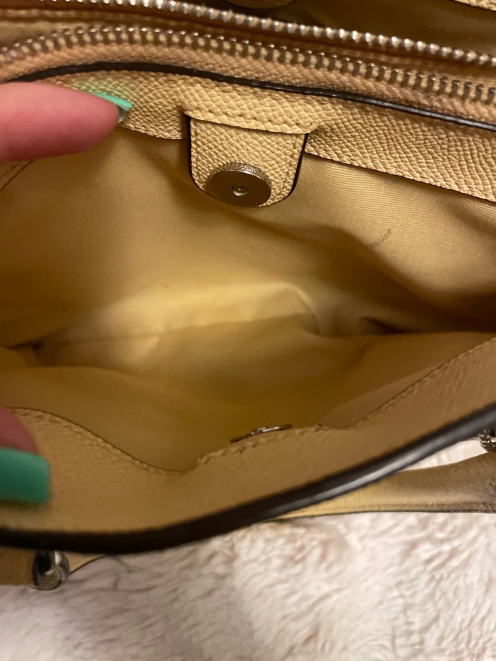 Coach Pebbled Leather Top-Handle Satchel - Light Yellow- canary yellow - Picture 4 of 10